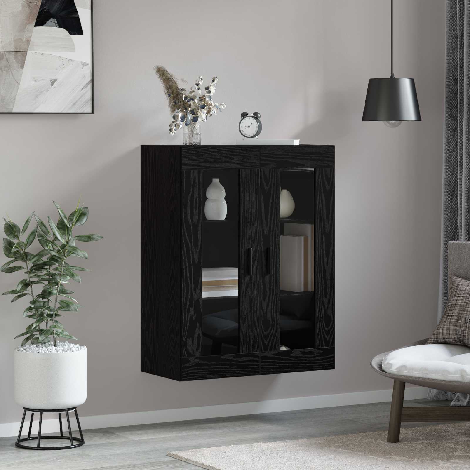 Armario de pared Negro 69,5 x 34 x 90 cm Madera contrachapada
