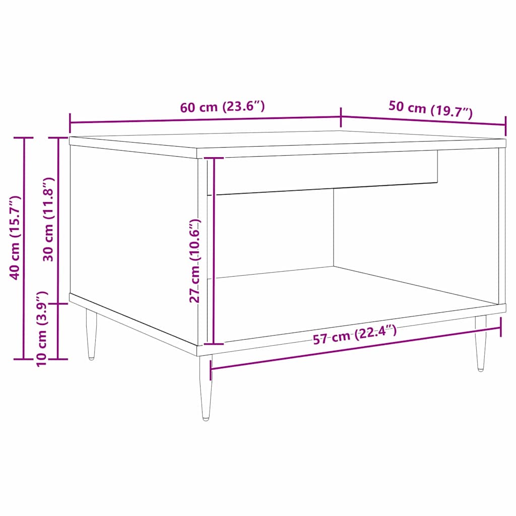 Mesa de Café Roble negro 60 x 50 x 40 cm Madera contrachapada