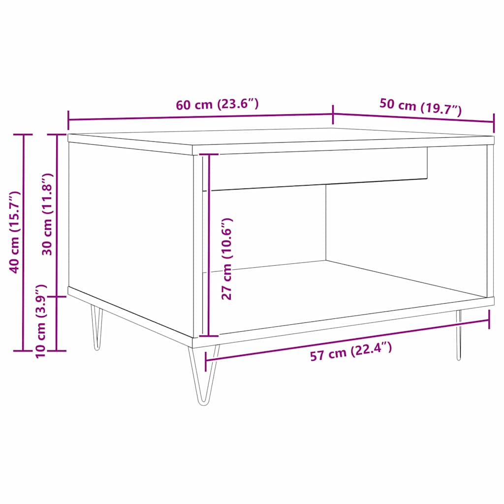 Mesa de Café Madera vieja 60 x 50 x 40 cm Madera contrachapada