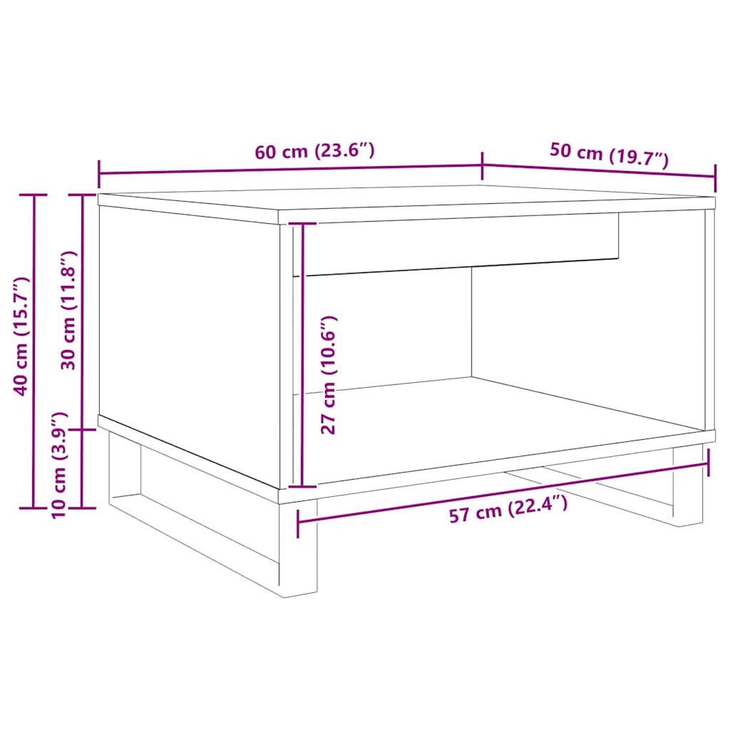 Mesa de Café Roble artisan 60 x 50 x 40 cm Madera contrachapada