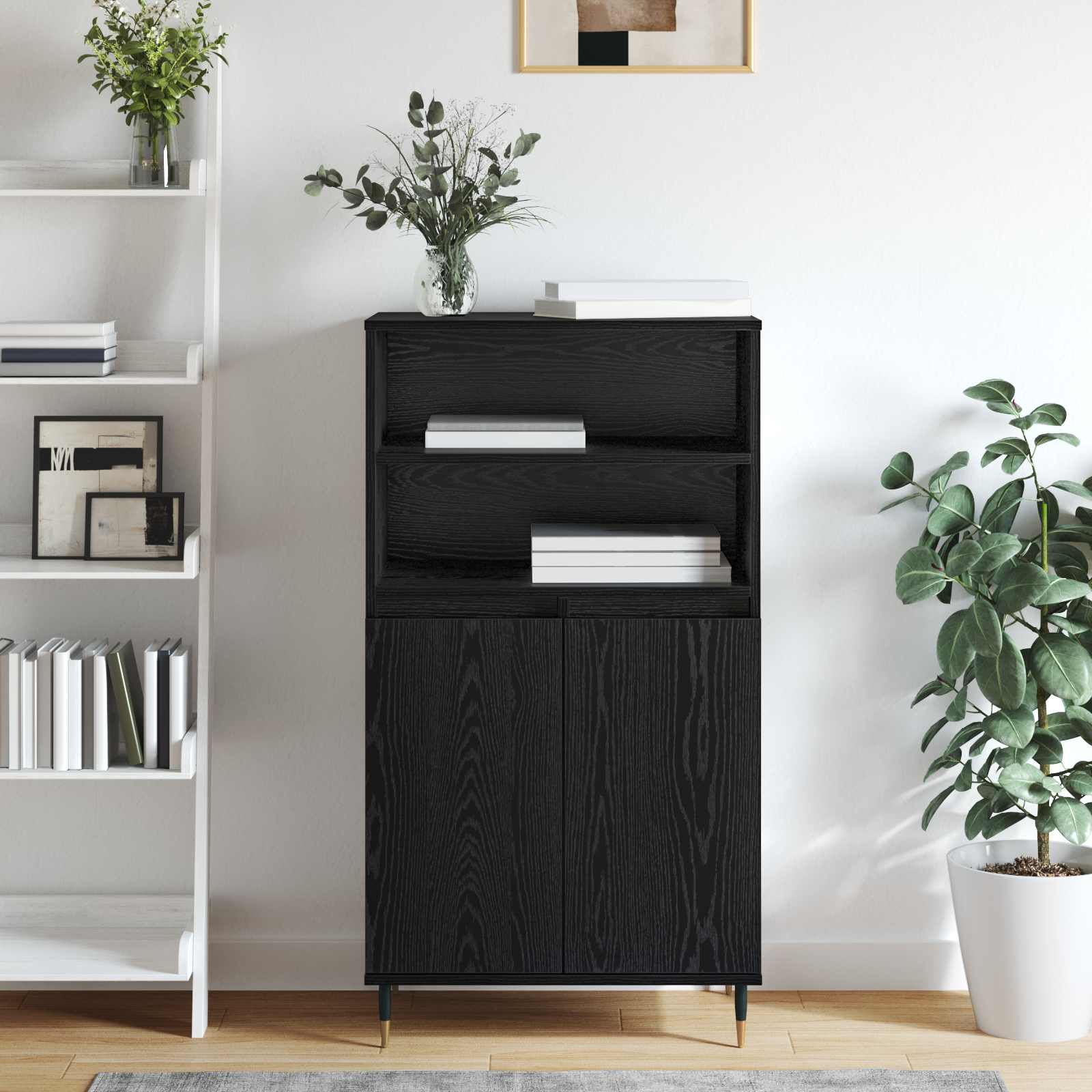 Alacena Negro 60 x 36 x 110 cm Madera contrachapada