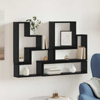 Estante de pared con almacenamiento Roble Negro 96 x 12 x 64 cm