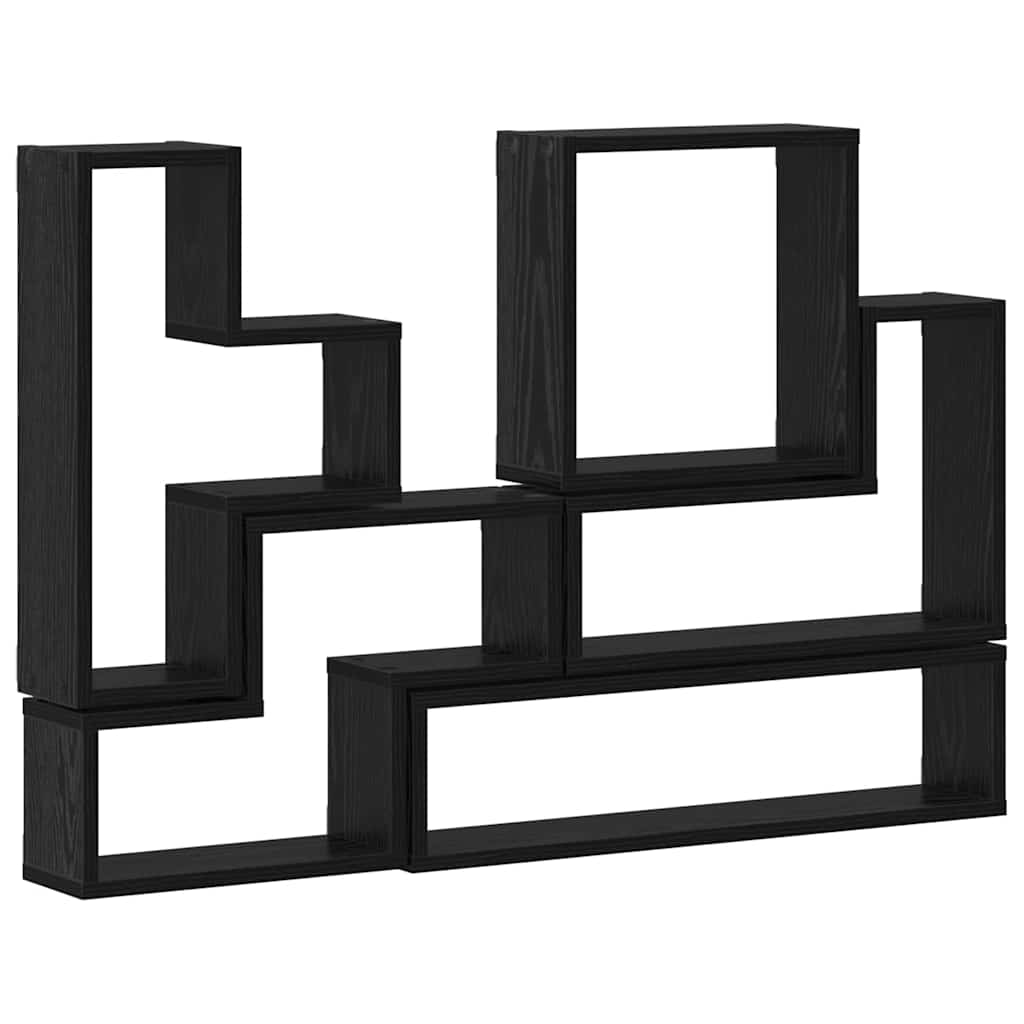 Estante de pared con almacenamiento Roble Negro 96 x 12 x 64 cm