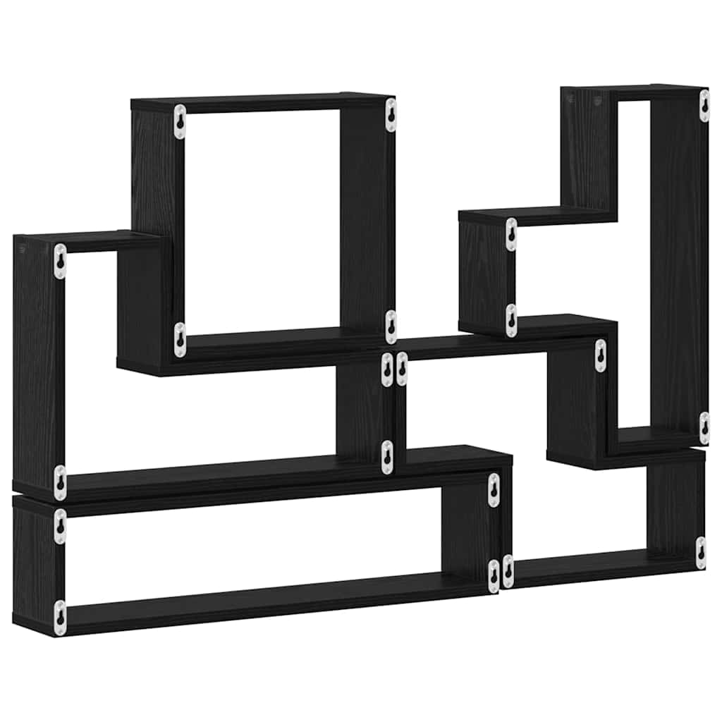 Estante de pared con almacenamiento Roble Negro 96 x 12 x 64 cm