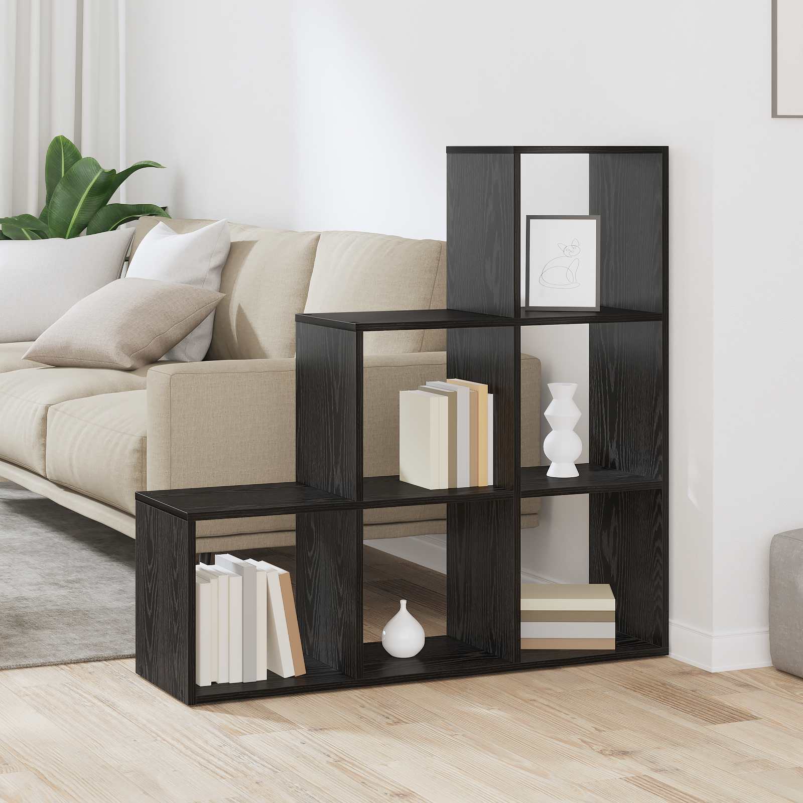 Black Oak Room Divider Bookshelf