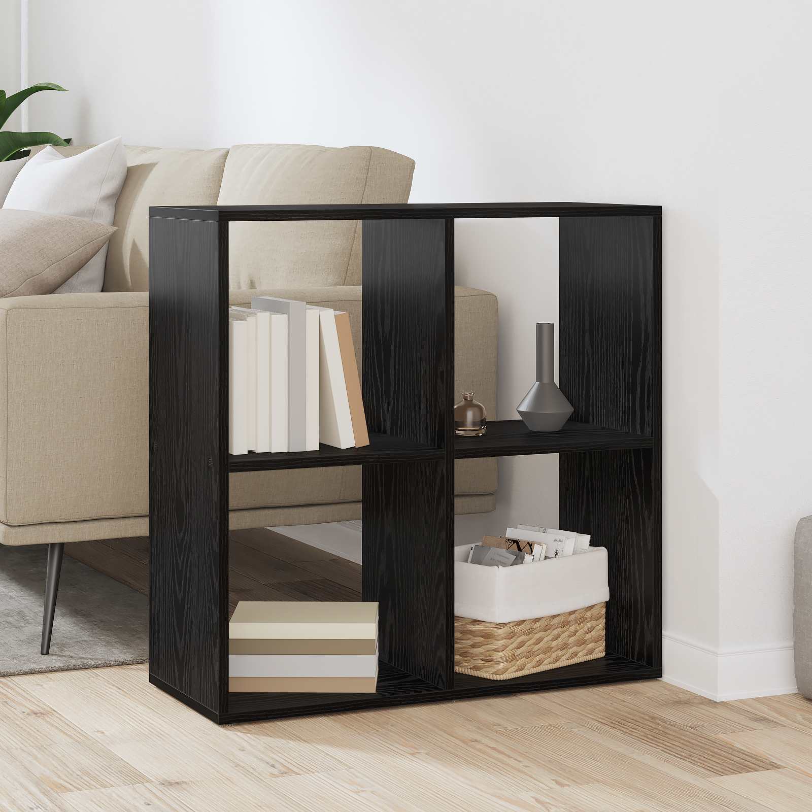 Librería Roble Negro 137,5 x 29 x 137,5 cm Madera de ingeniería