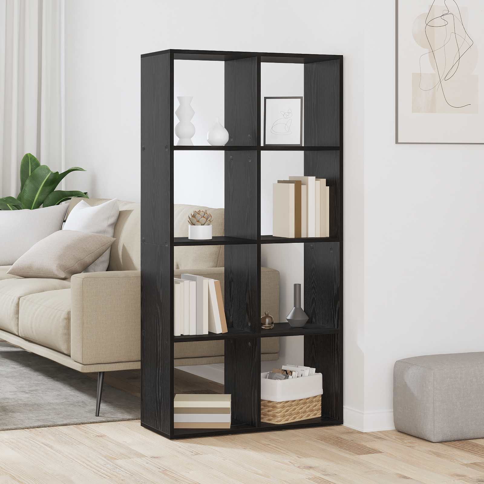 Librería Roble Negro 137,5 x 29 x 137,5 cm Madera de ingeniería