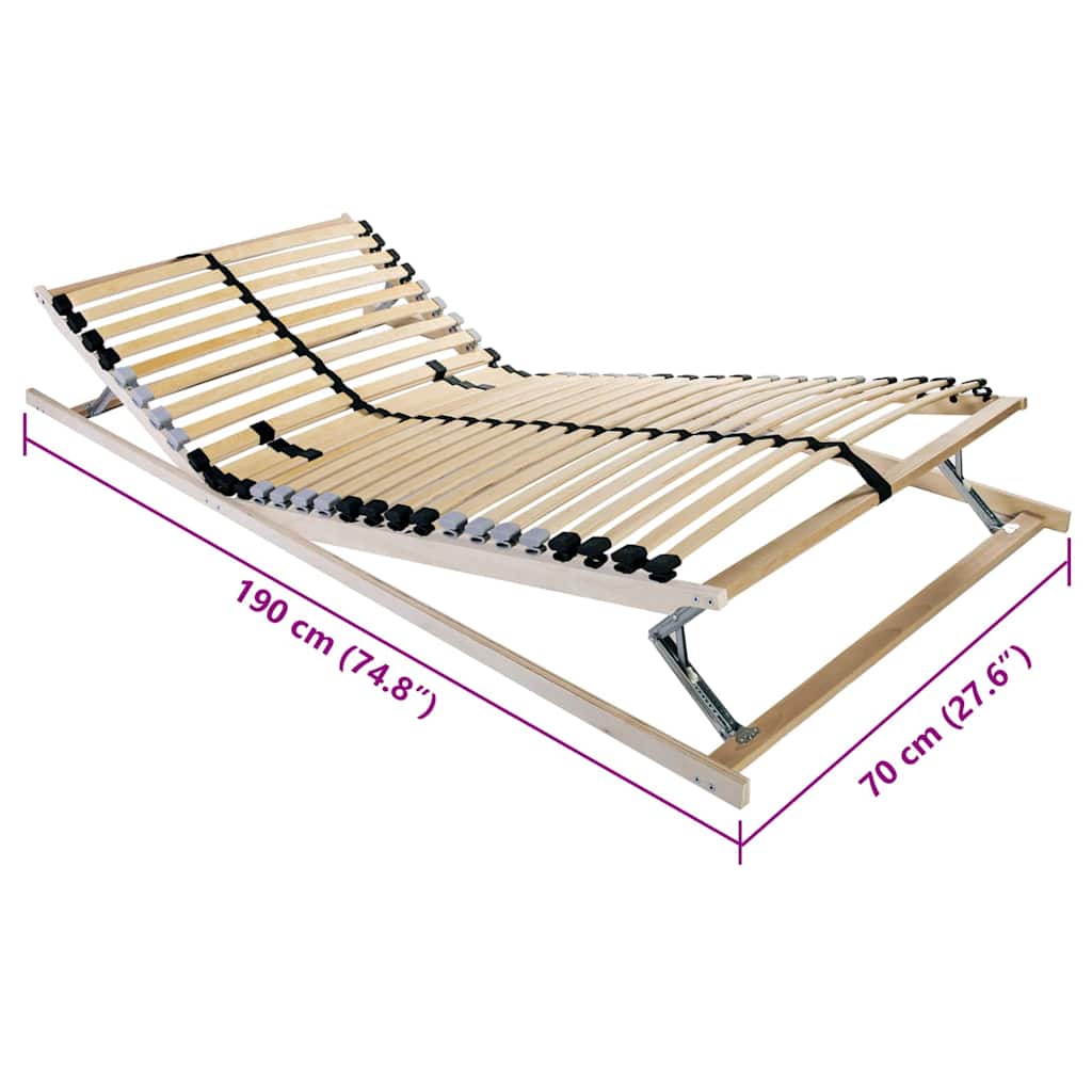 Somier de lamas Manual Marrón 70 x 190 cm Madera de Haya Sólida