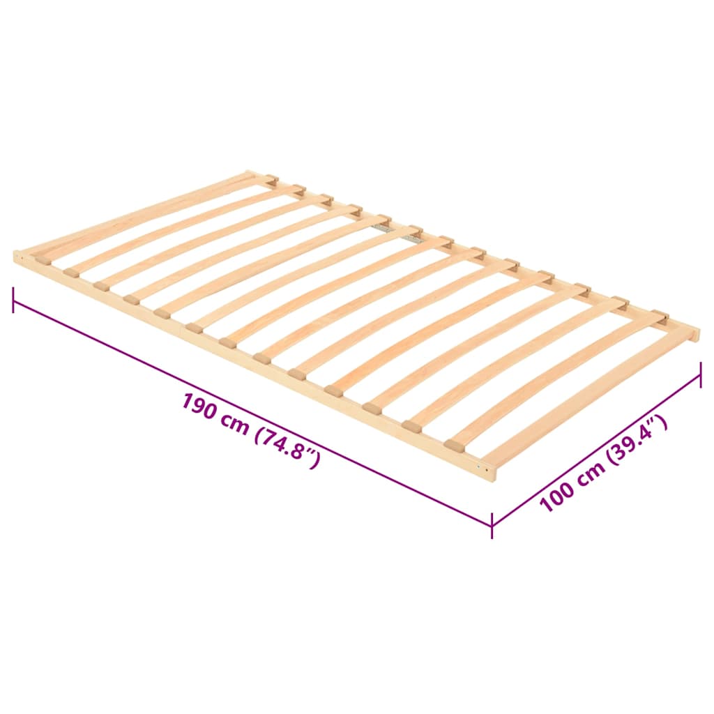 Somier de lamas Marrón 100 x 190 cm Madera de Haya Sólida