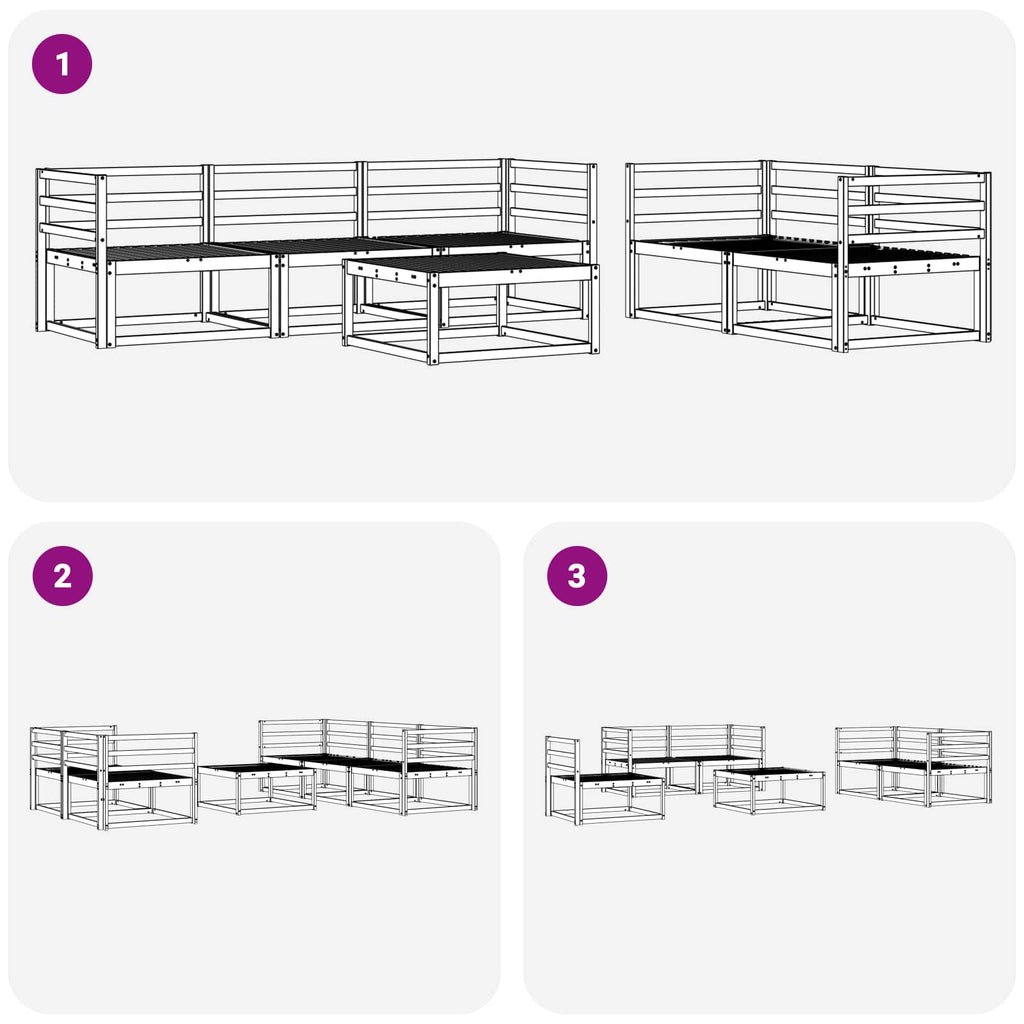 Conjunto de sofás de exterior 6 pcs Blanco