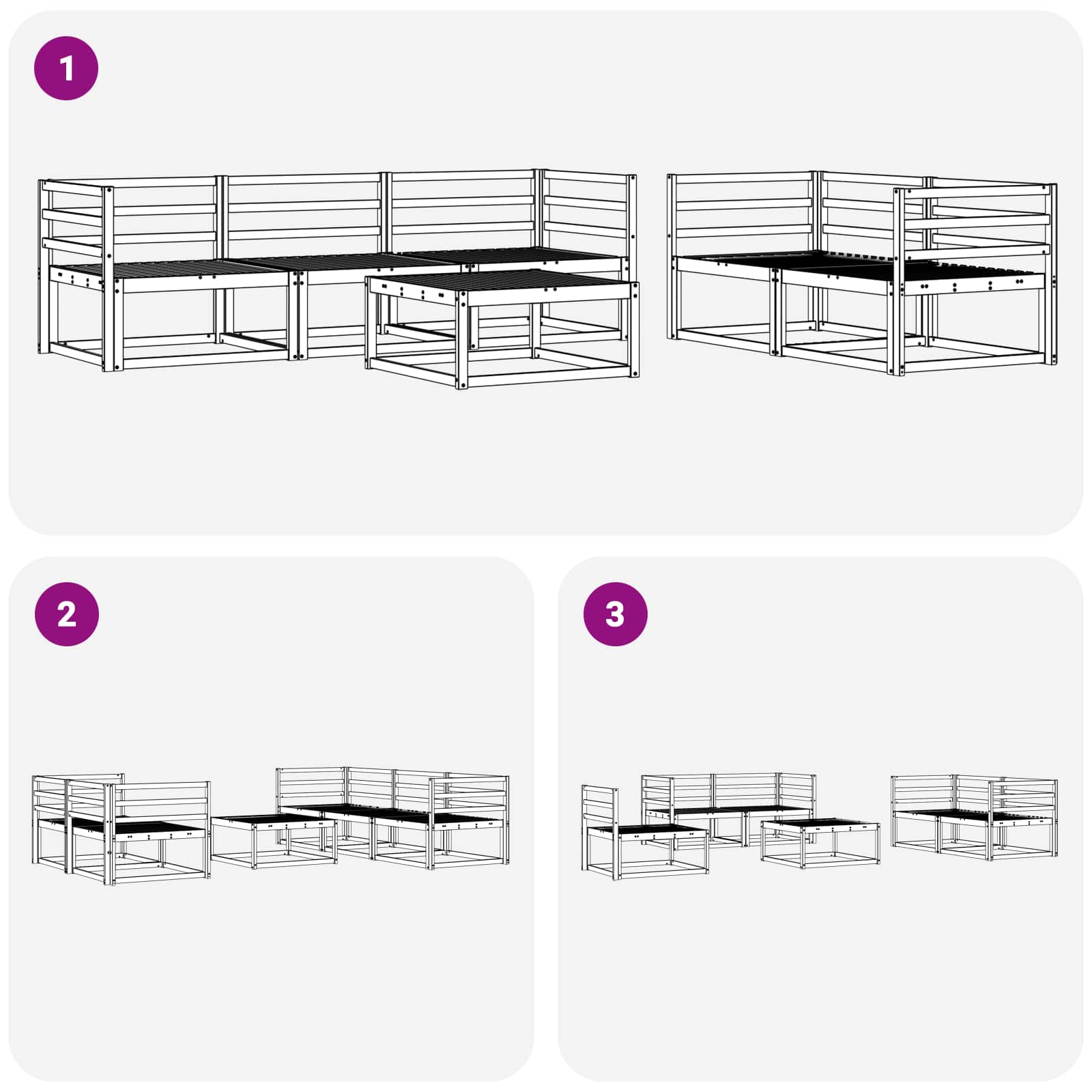 Conjunto de sofás de exterior 6 pcs Blanco