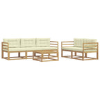 Conjunto de sofás de exterior con cojín 6 pcs Blanco y Crema