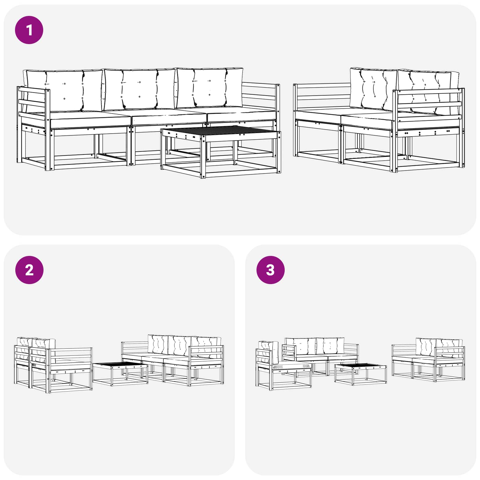 Conjunto de sofás de exterior con cojín 6 pcs Blanco y Crema