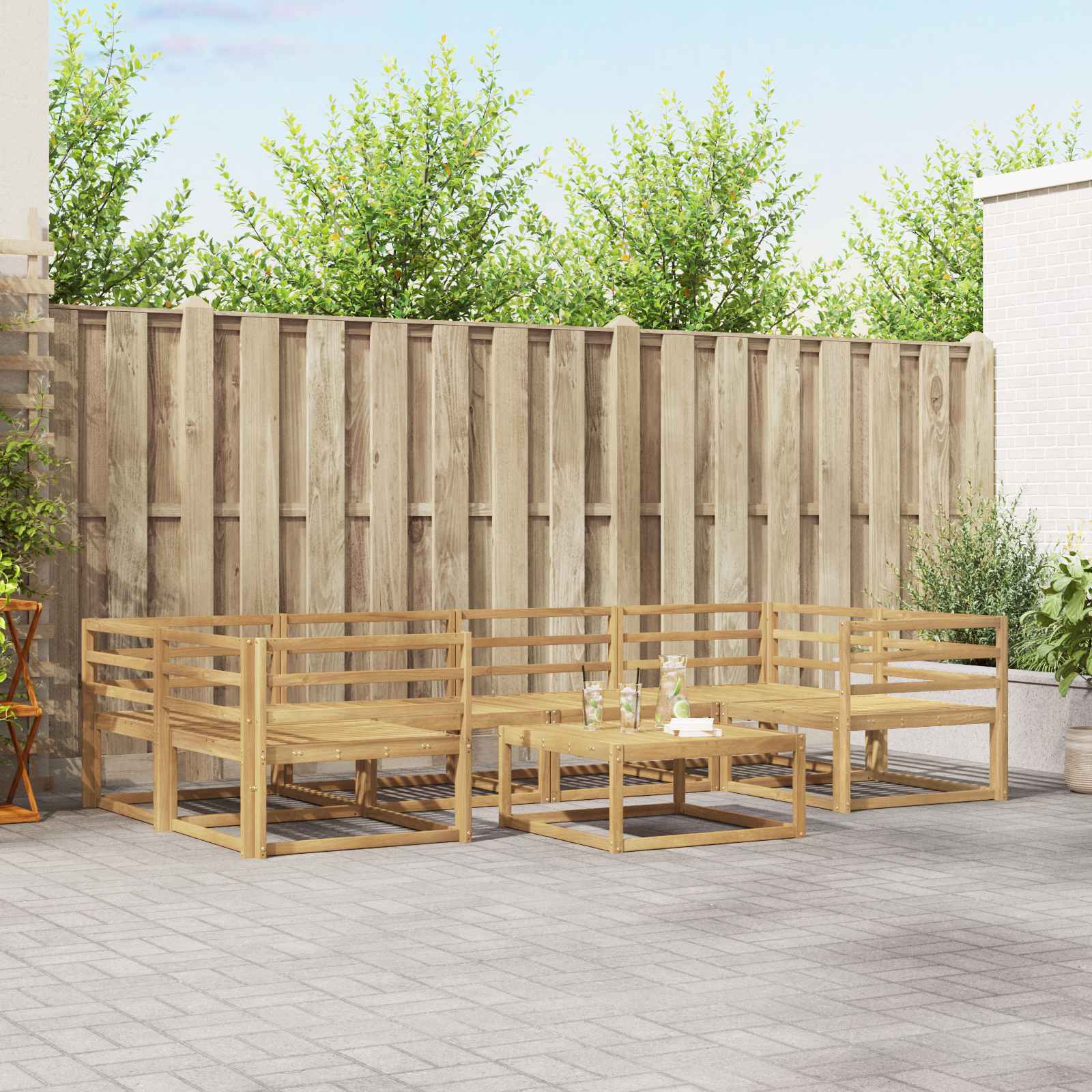 Conjunto de sofás de exterior 5 pcs Blanco y Antracita