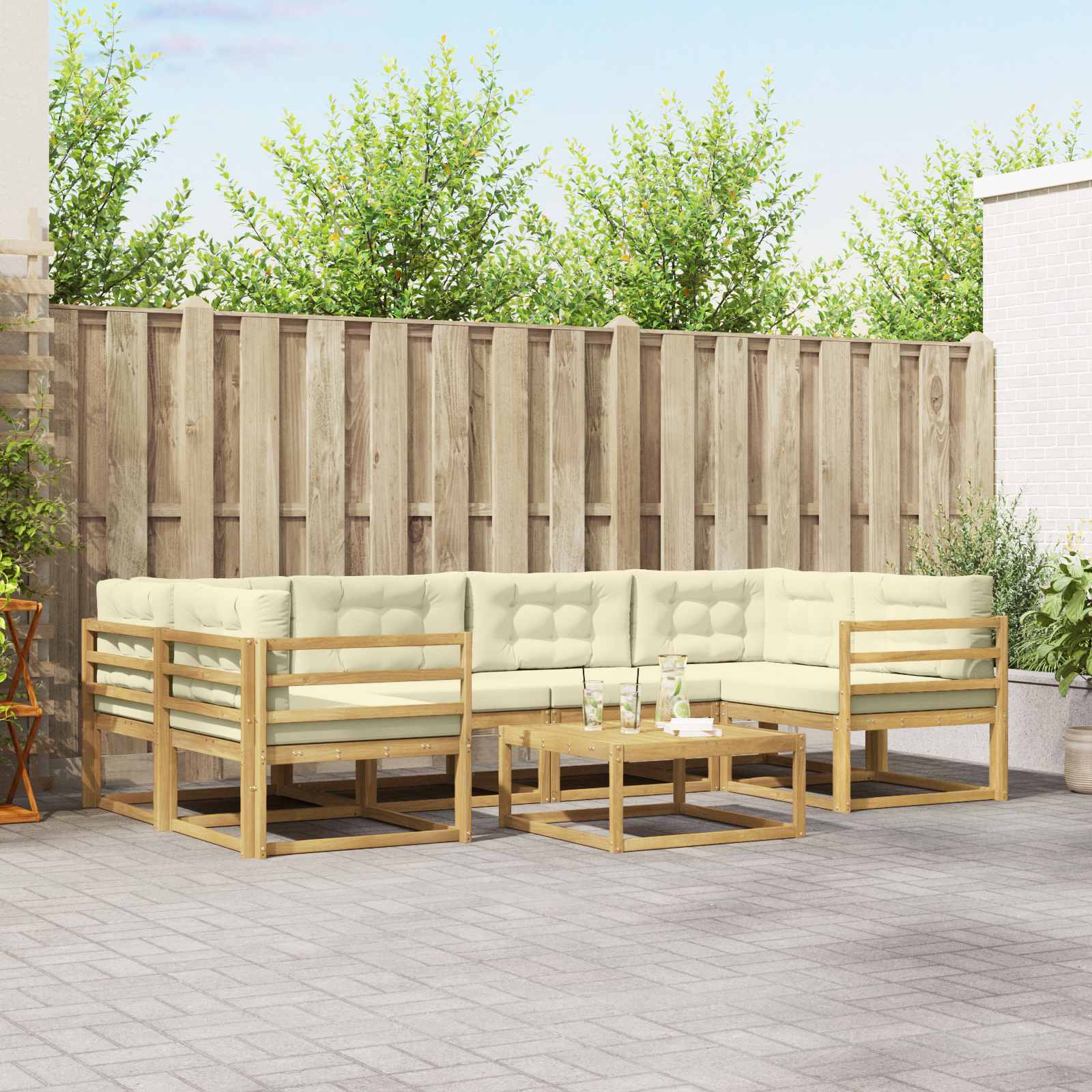 Conjunto de sofás de exterior 5 pcs Blanco y Antracita
