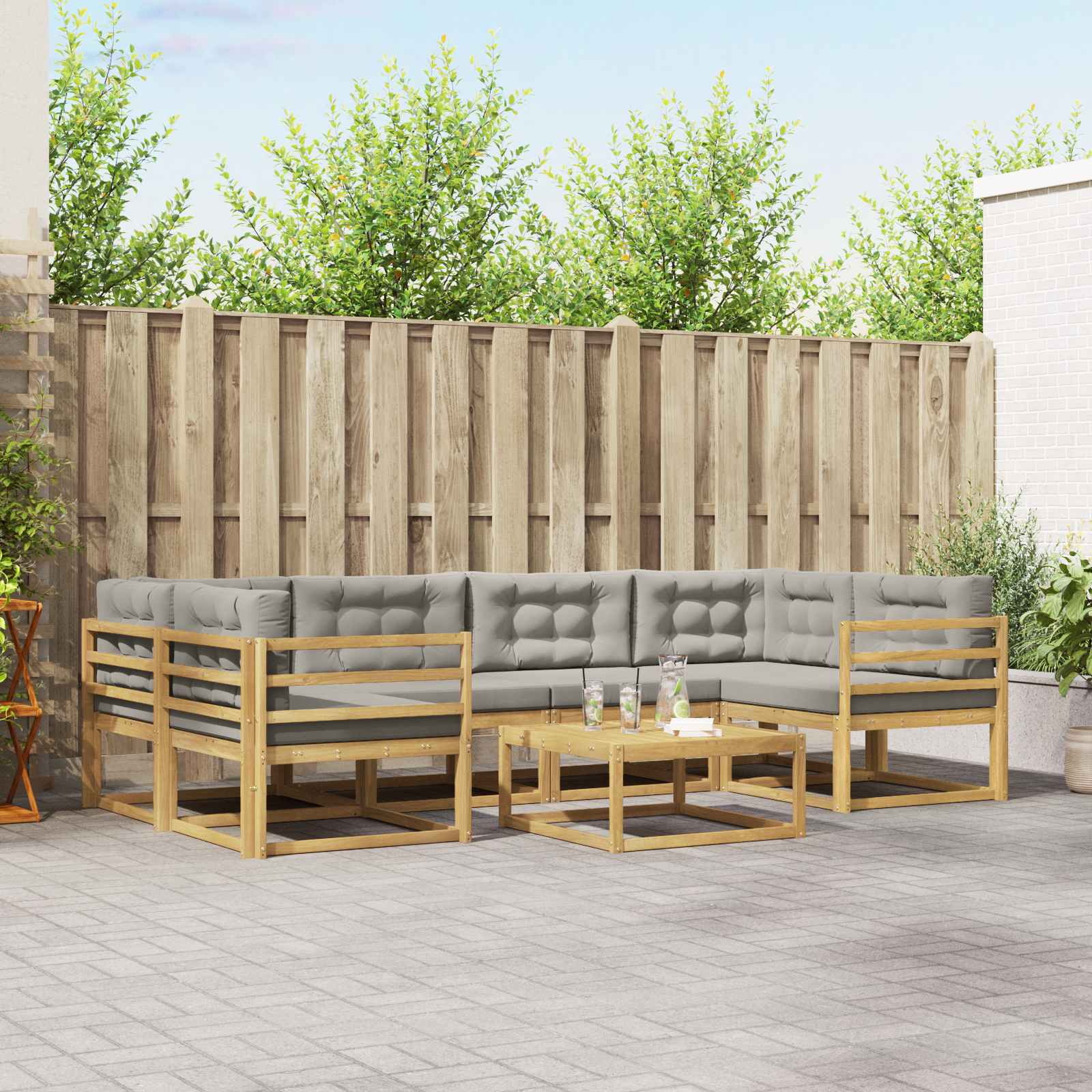 Conjunto de sofás de exterior 5 pcs Blanco y Antracita