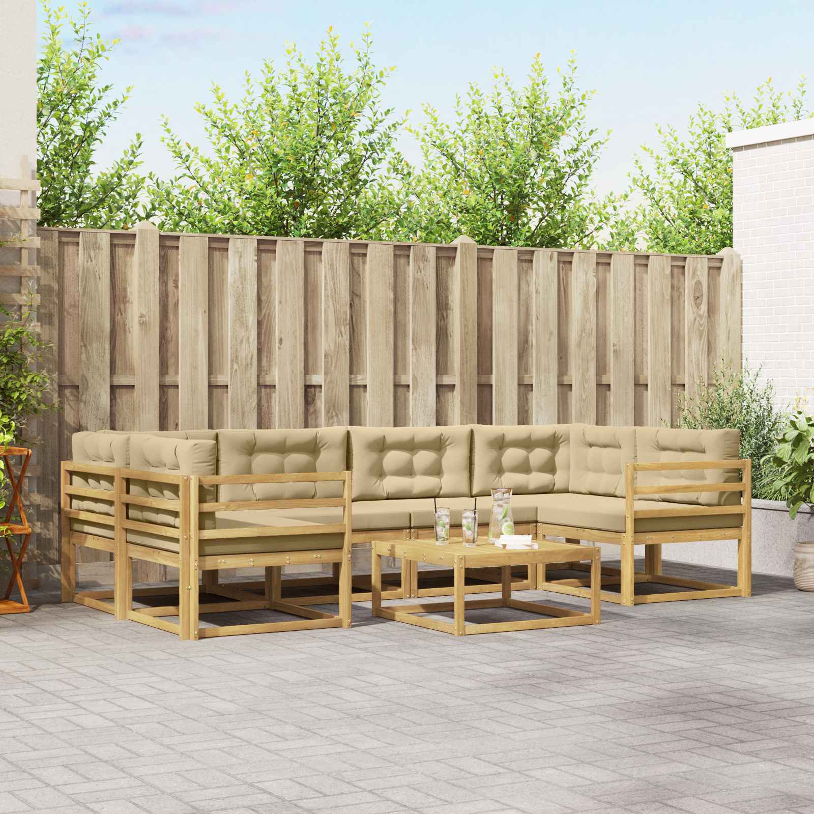 Conjunto de sofás de exterior 5 pcs Blanco y Antracita