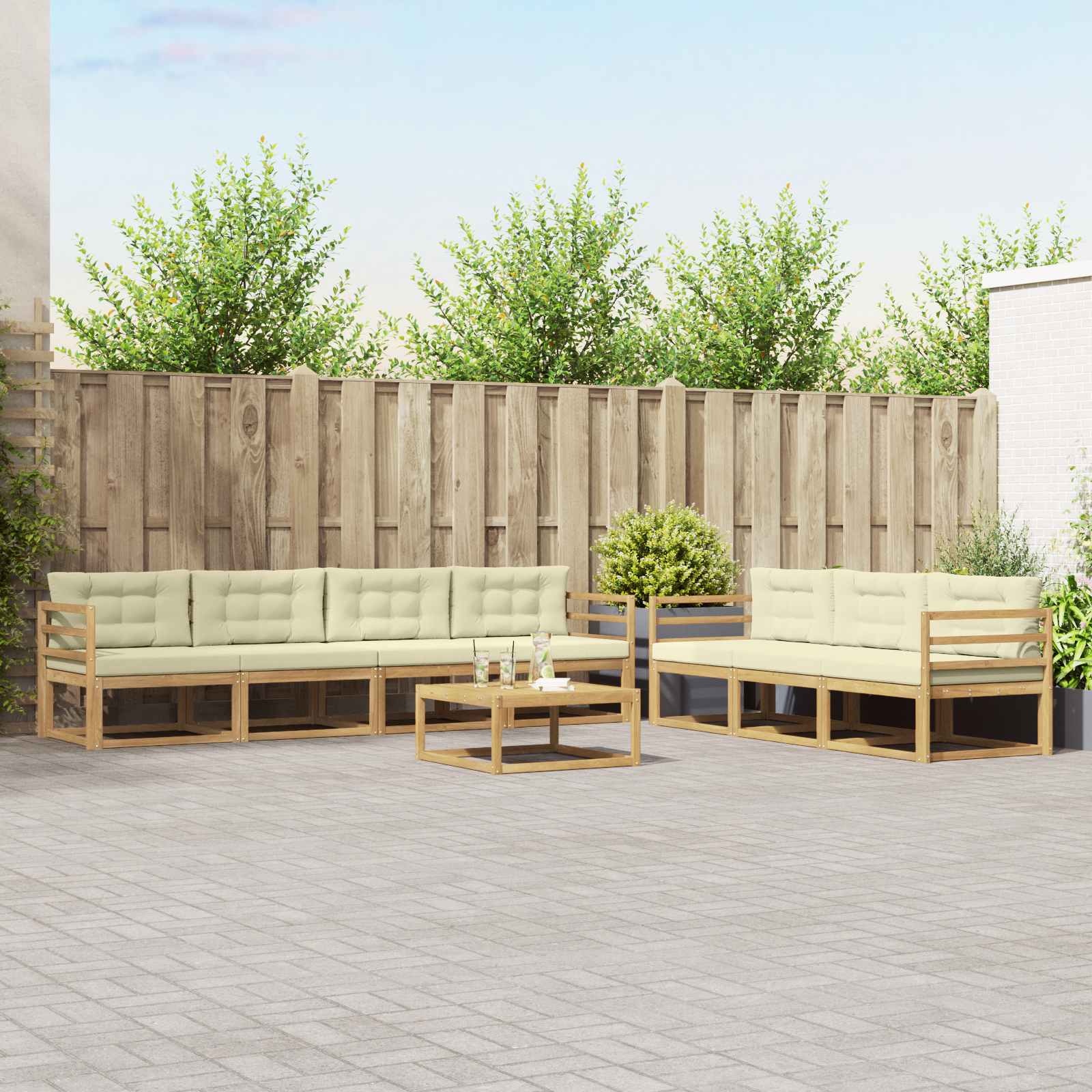 Conjunto de sofás de exterior 7 pcs Blanco y Antracita