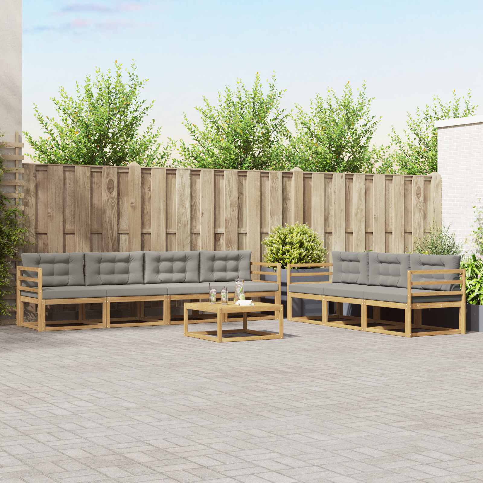 Conjunto de sofás de exterior 7 pcs Blanco y Antracita