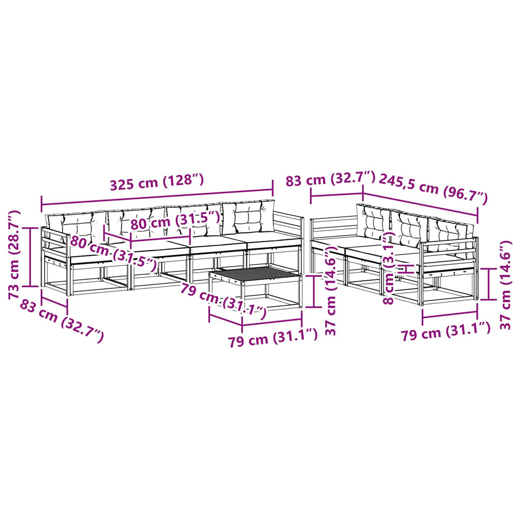 Conjunto de sofás de exterior 7 pcs Blanco y Antracita