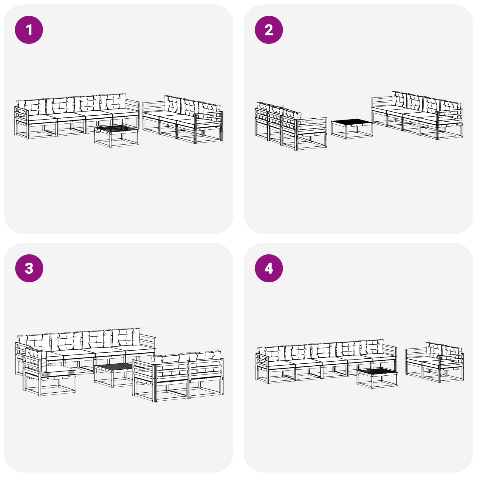 Conjunto de sofás de exterior 7 pcs Blanco y Antracita