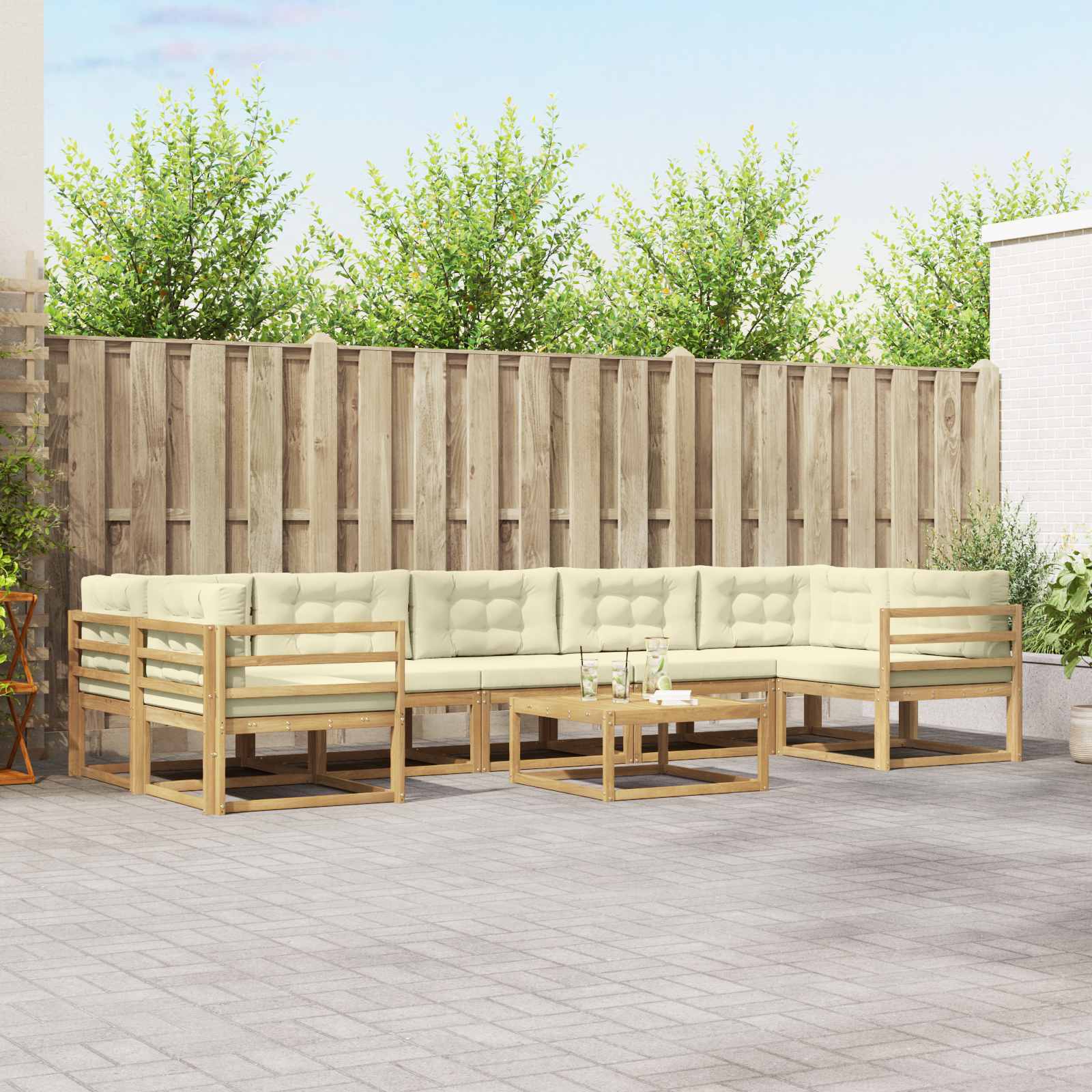 Conjunto de sofás de exterior 6 pcs Blanco y Antracita