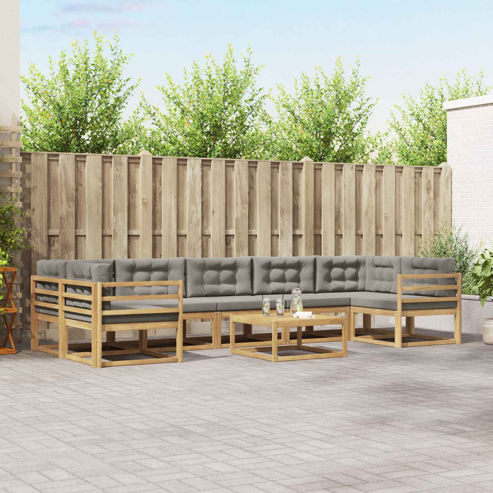 Conjunto de sofás de exterior 6 pcs Blanco y Antracita