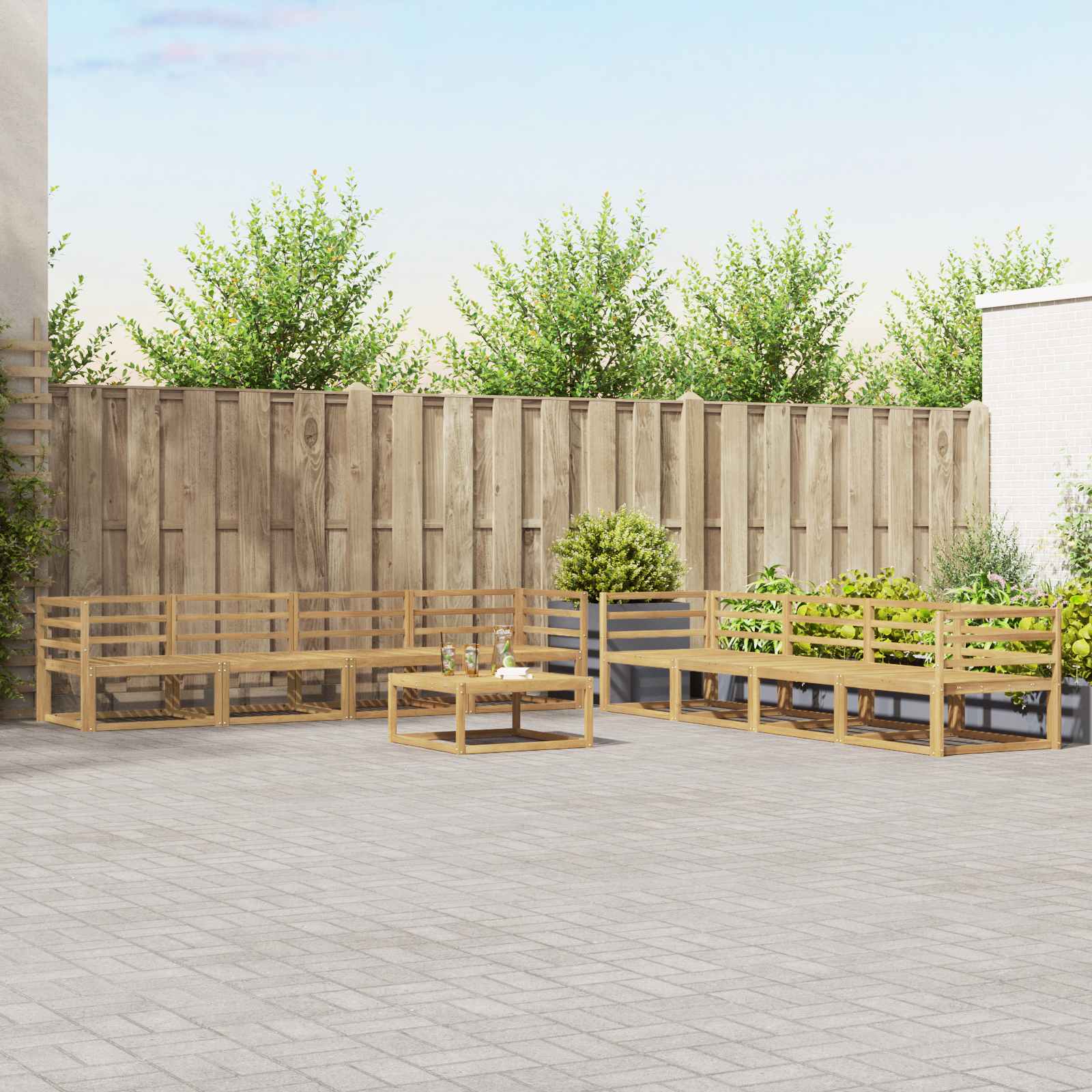 Conjunto de sofás de exterior 9 pcs Blanco 79 x 79 x 37 cm