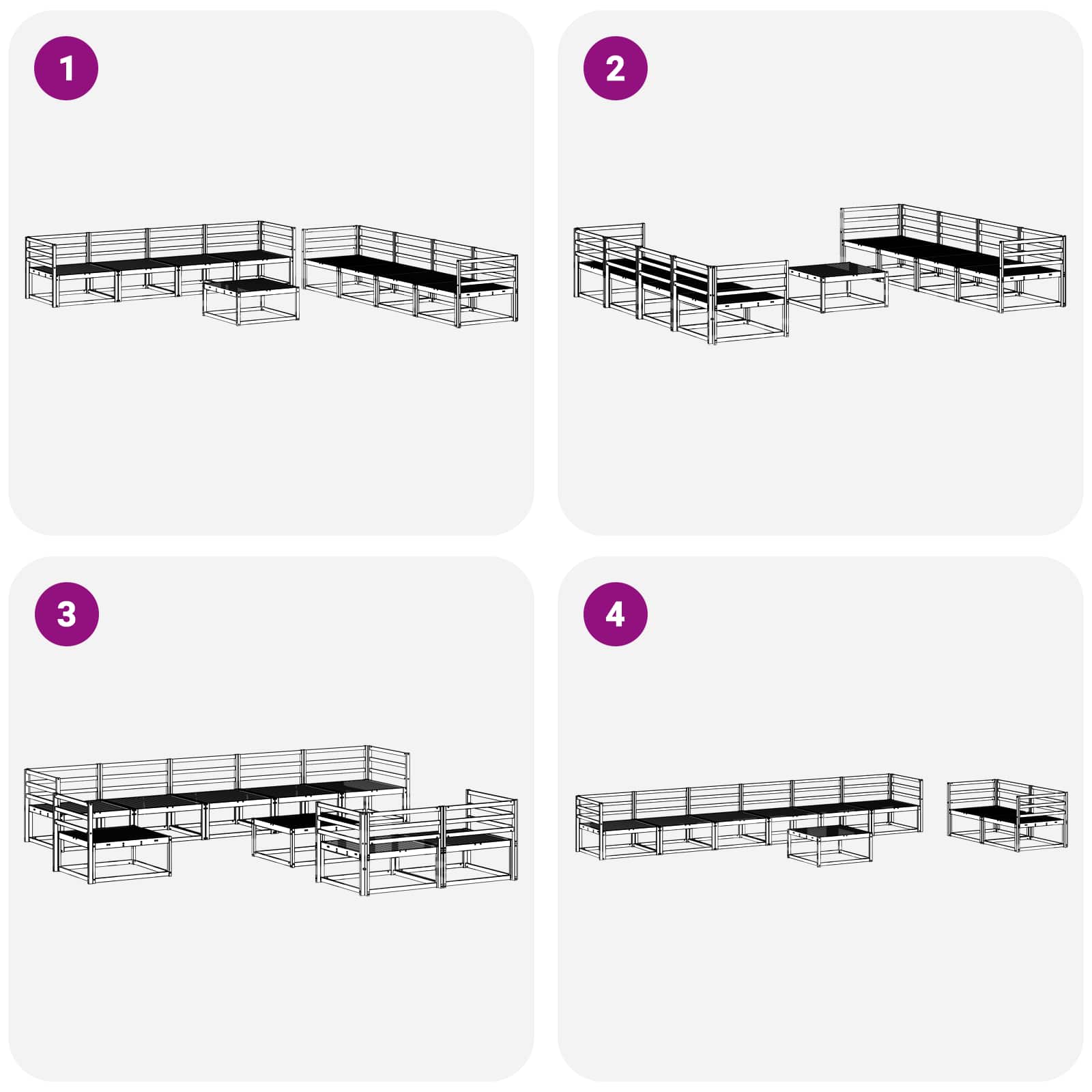 Conjunto de sofás de exterior 9 pcs Blanco 79 x 79 x 37 cm