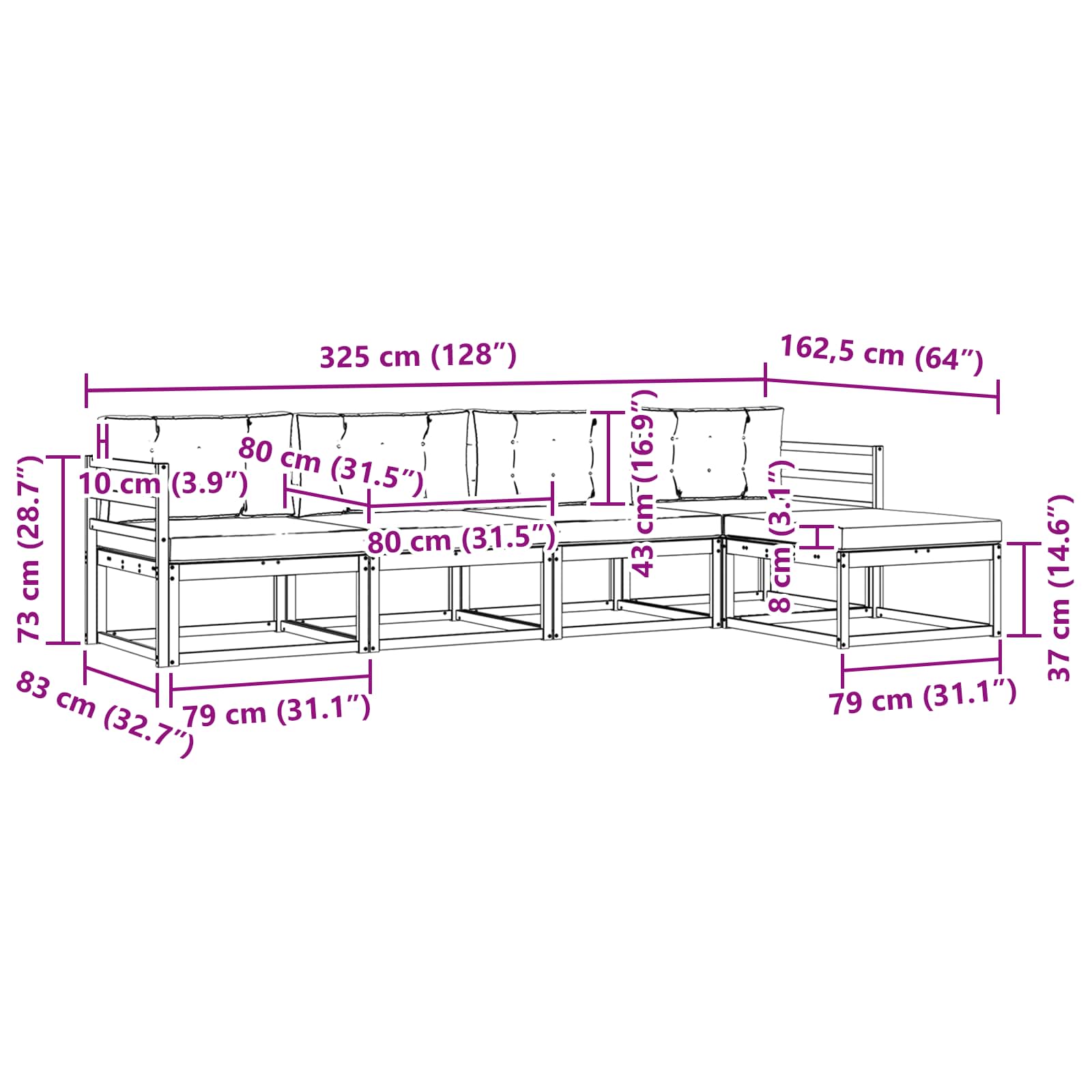 Conjunto de sofás de exterior 4 pcs Blanco y Antracita
