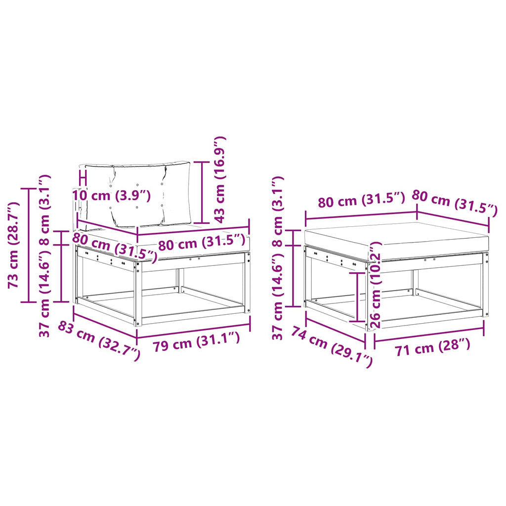 Conjunto de sofás de exterior 4 pcs Blanco y Antracita