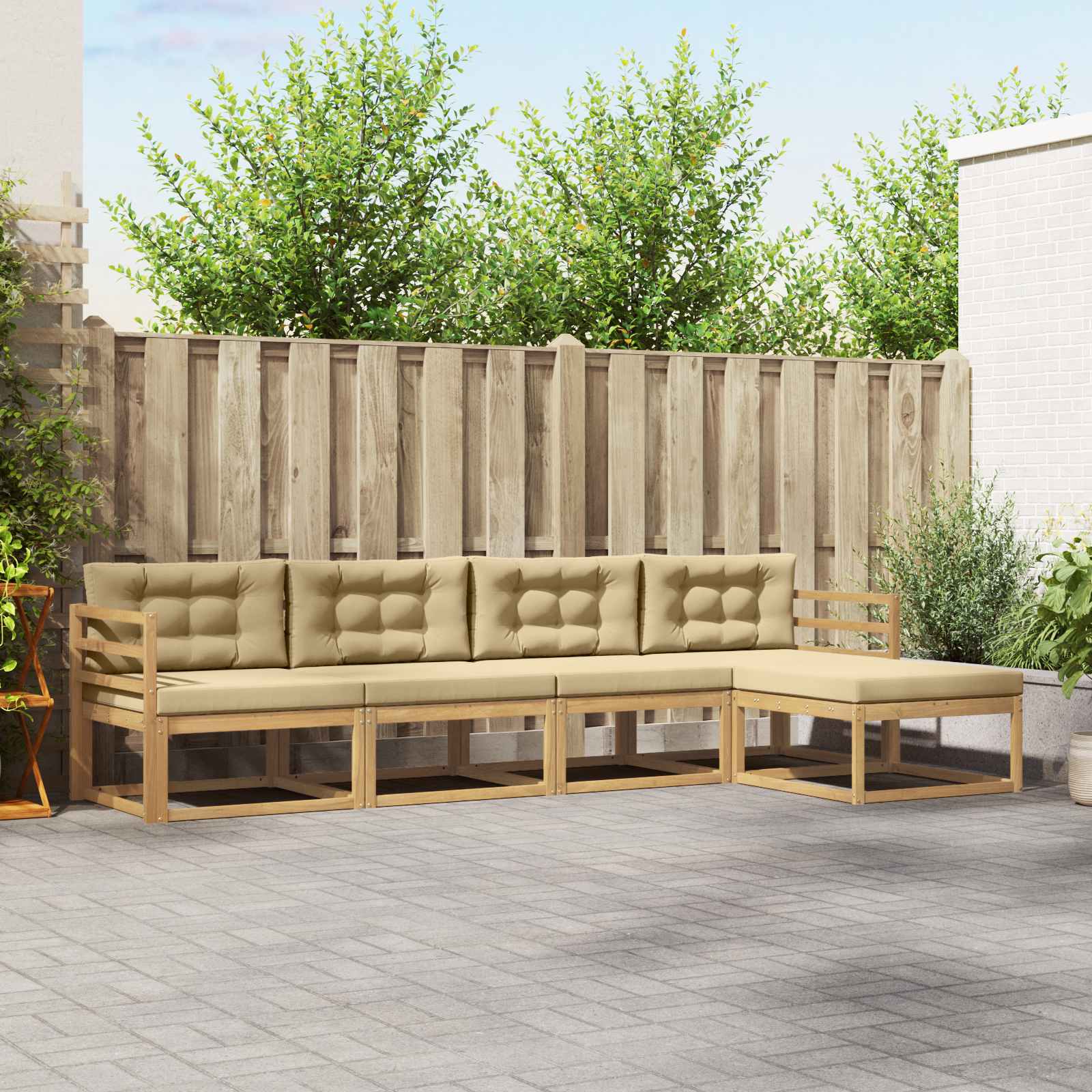 Conjunto de sofás de exterior 7 pcs y Beige 59 x 59 x 37 cm