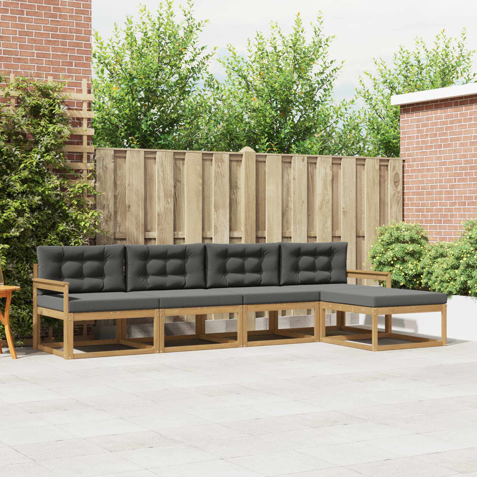 Conjunto de sofás de exterior 4 pcs Blanco y Antracita