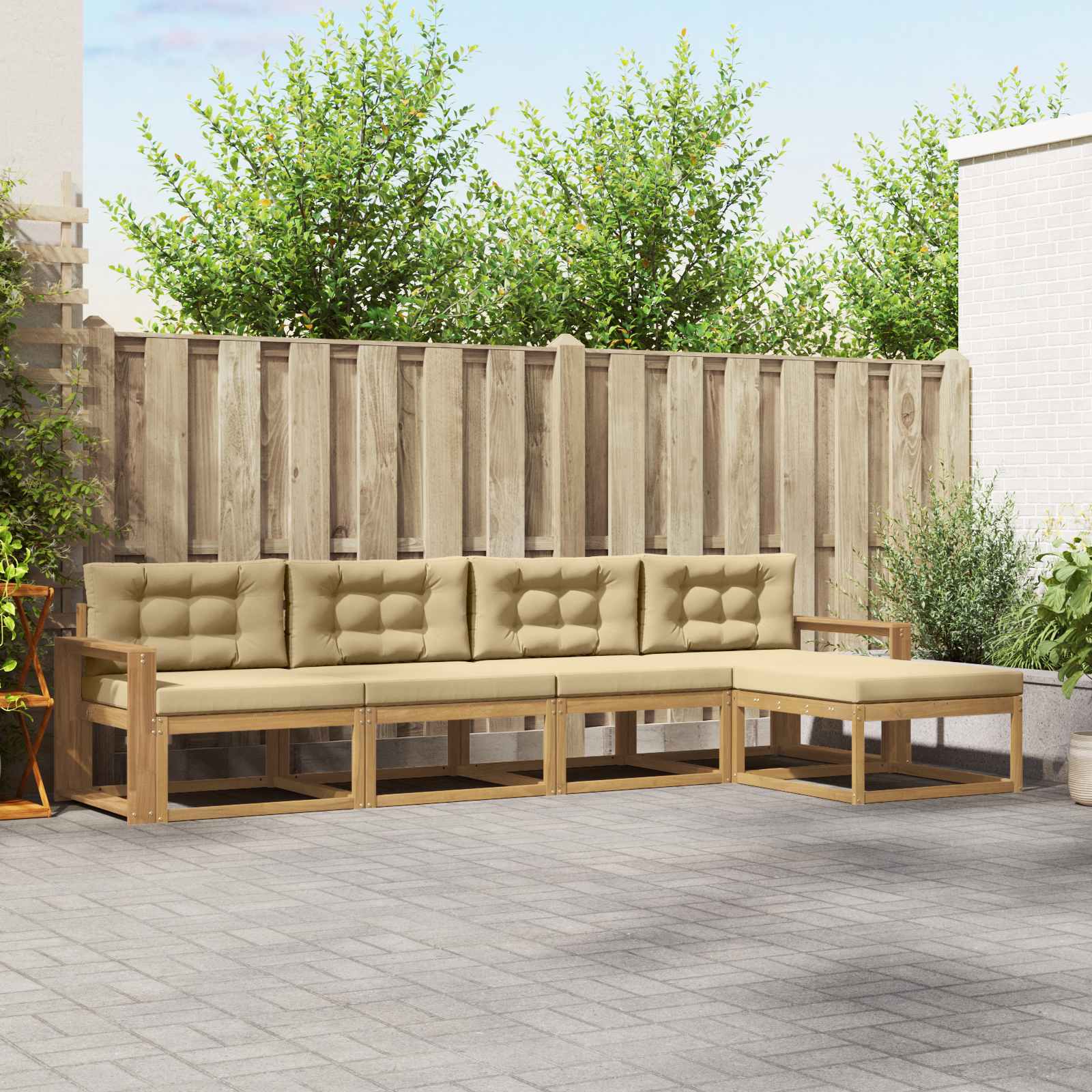 Conjunto de sofás de exterior 7 pcs y Beige 59 x 59 x 37 cm