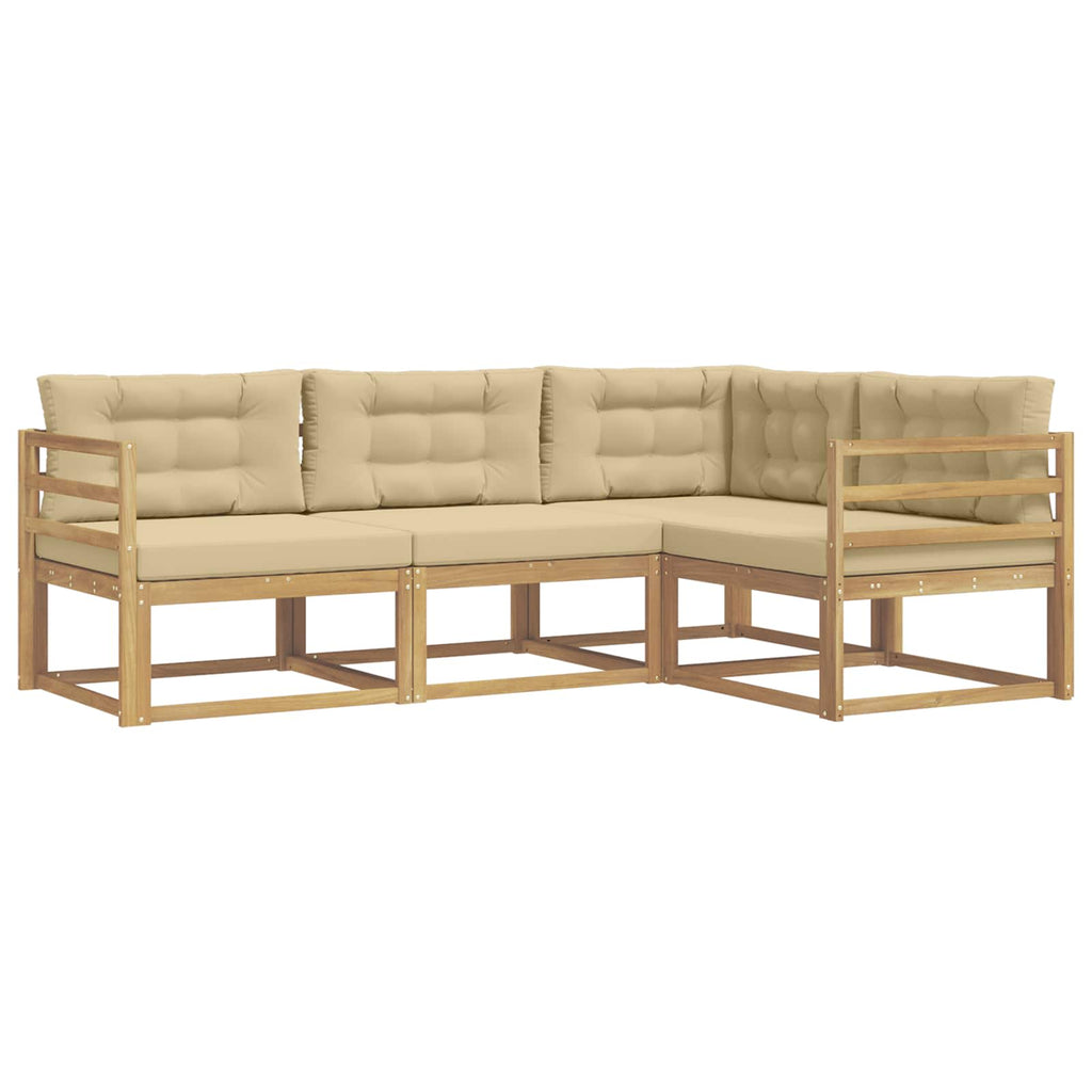 Conjunto de sofás de exterior con cojín 3 pcs y Beige Poliéster
