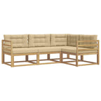 Conjunto de sofás de exterior con cojín 3 pcs y Beige Poliéster