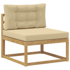 Conjunto de sofás de exterior con cojín 3 pcs y Beige Poliéster
