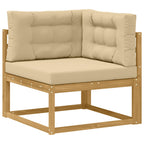 Conjunto de sofás de exterior con cojín 3 pcs y Beige Poliéster