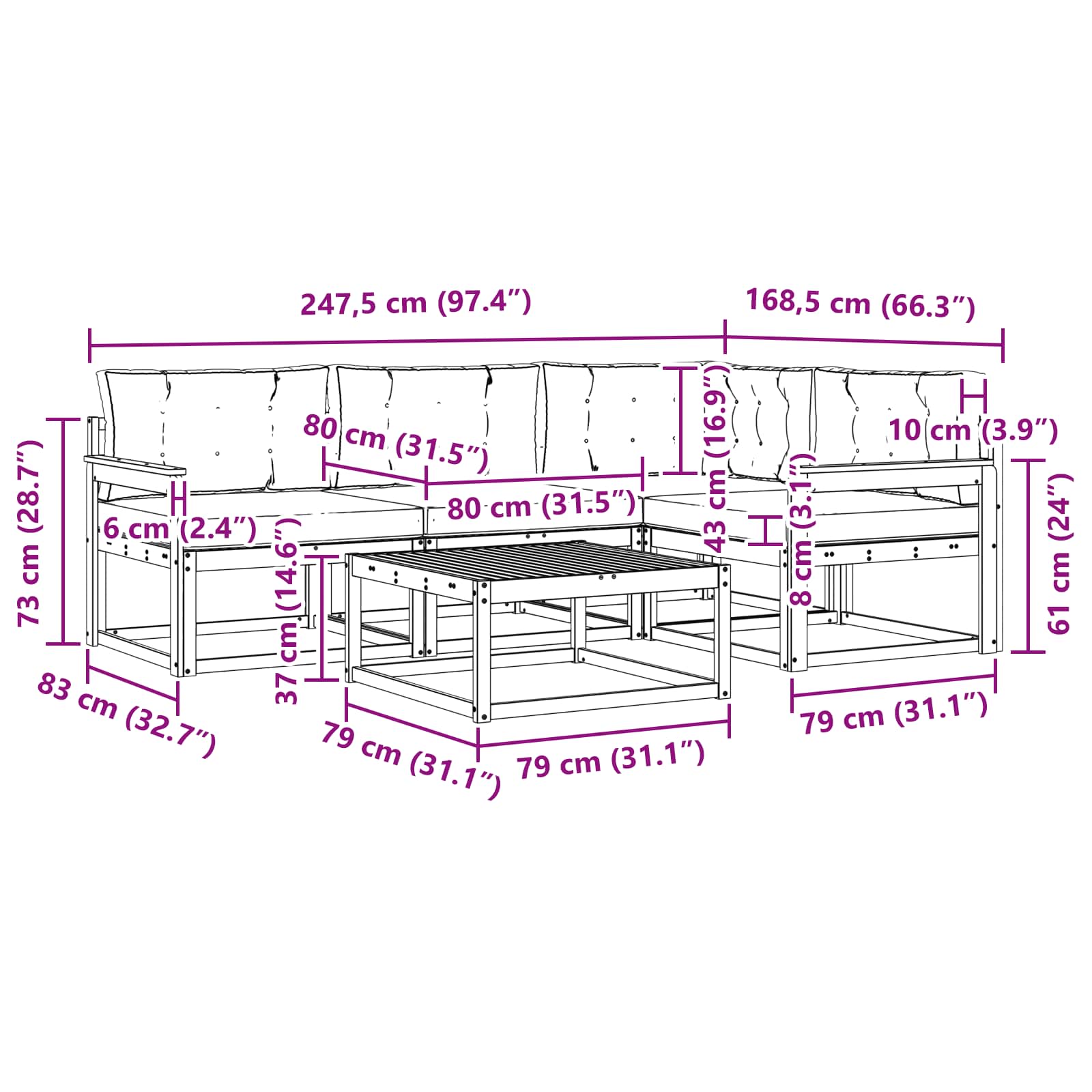 Conjunto de sofás de exterior
