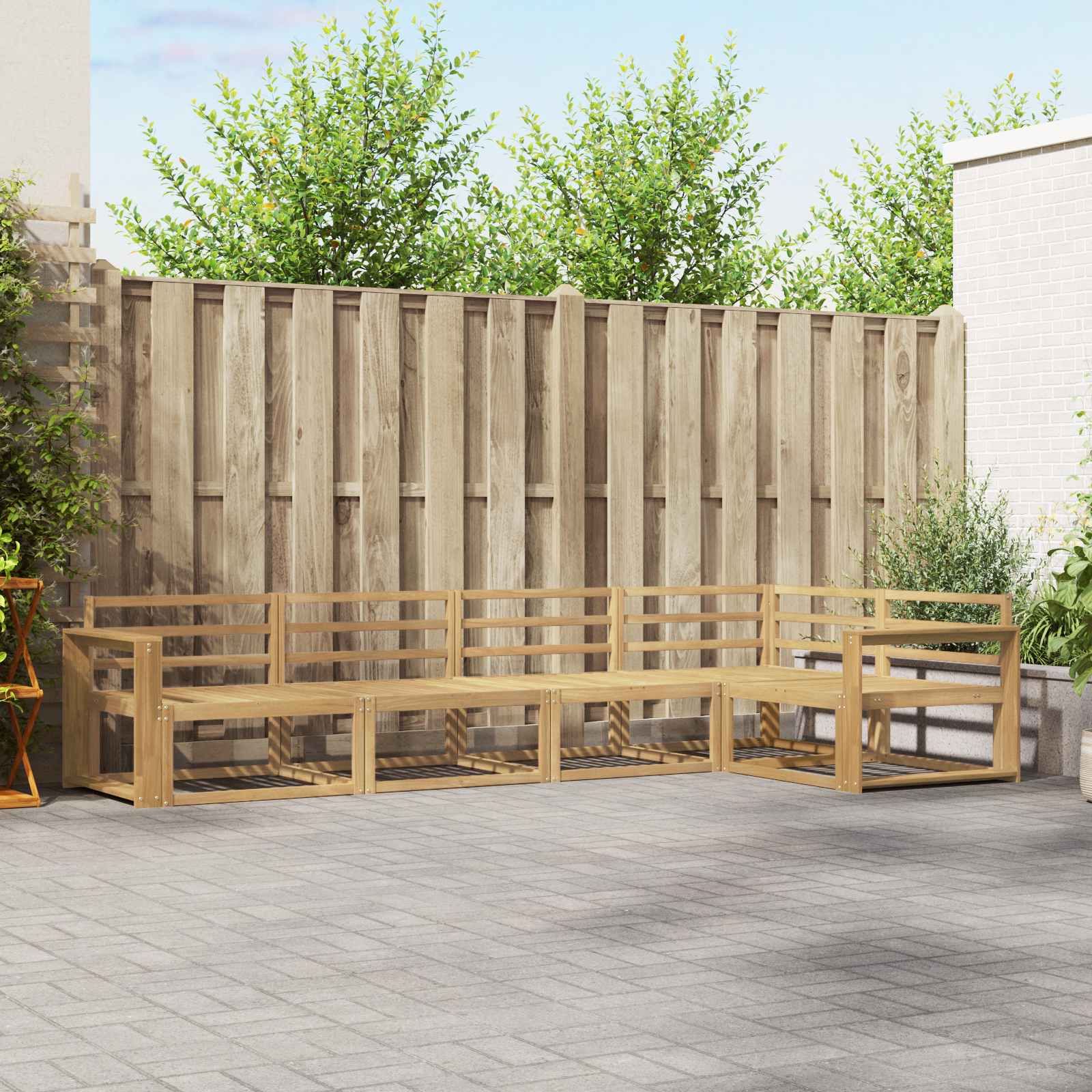 Conjunto de sofás de exterior 4 pcs Blanco y Antracita