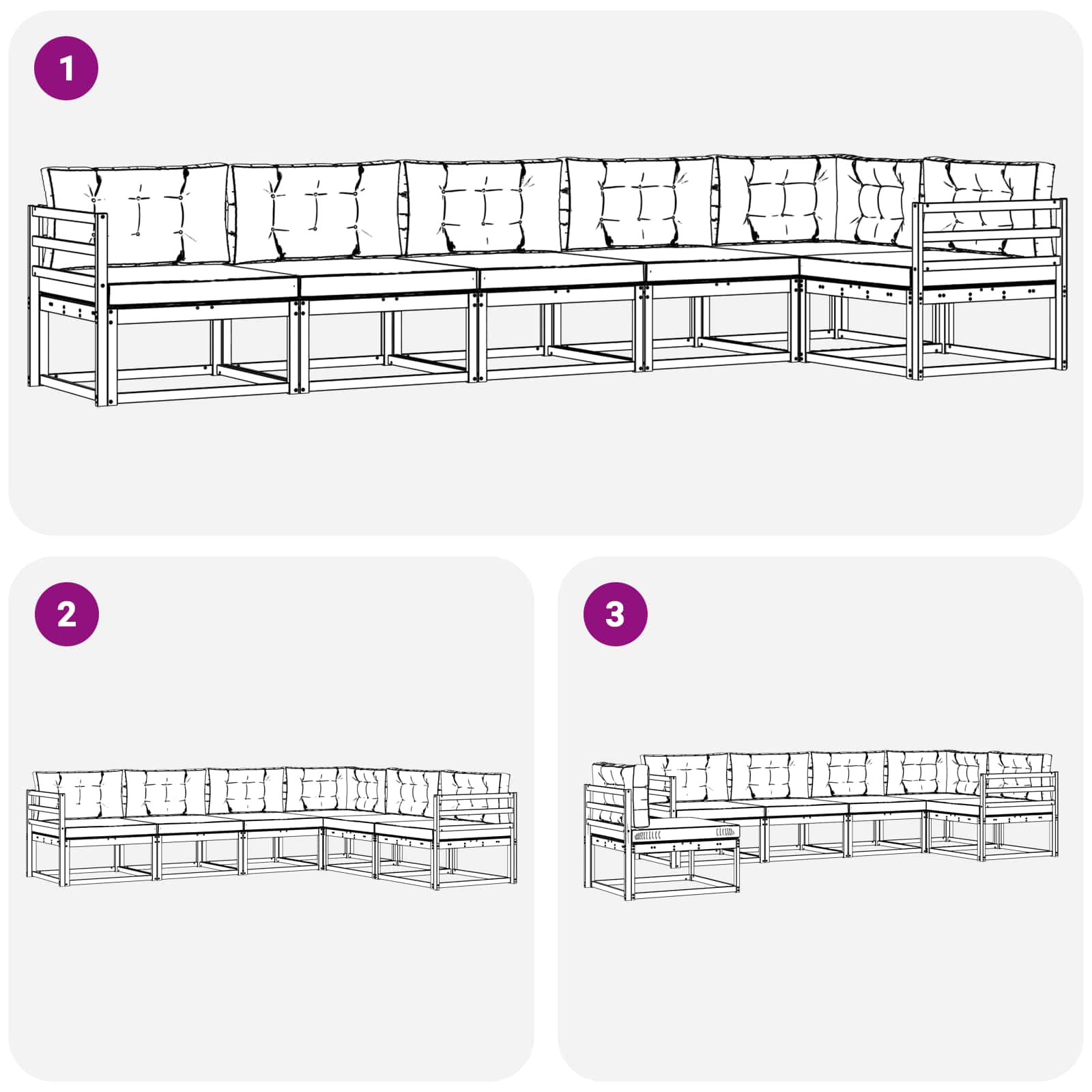 Conjunto de sofás de exterior 4 pcs Blanco y Antracita