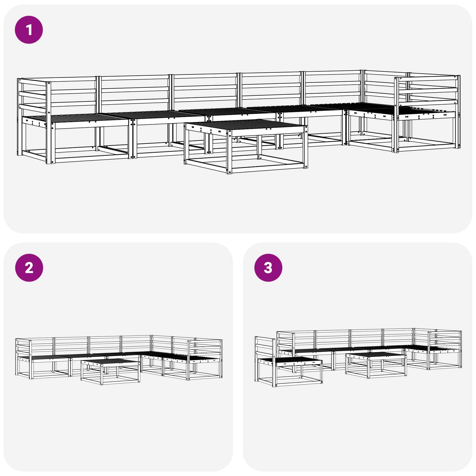 Conjunto de sofás de exterior 7 pcs Blanco 79 x 79 x 37 cm