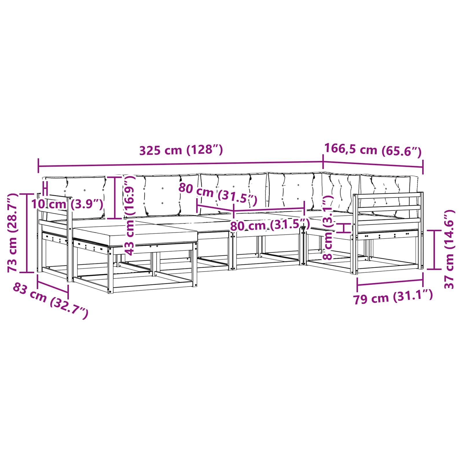 Conjunto de sofás de exterior 5 pcs Blanco y Antracita