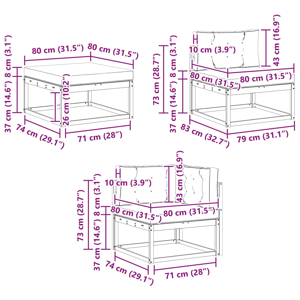 Conjunto de sofás de exterior 5 pcs Blanco y Antracita