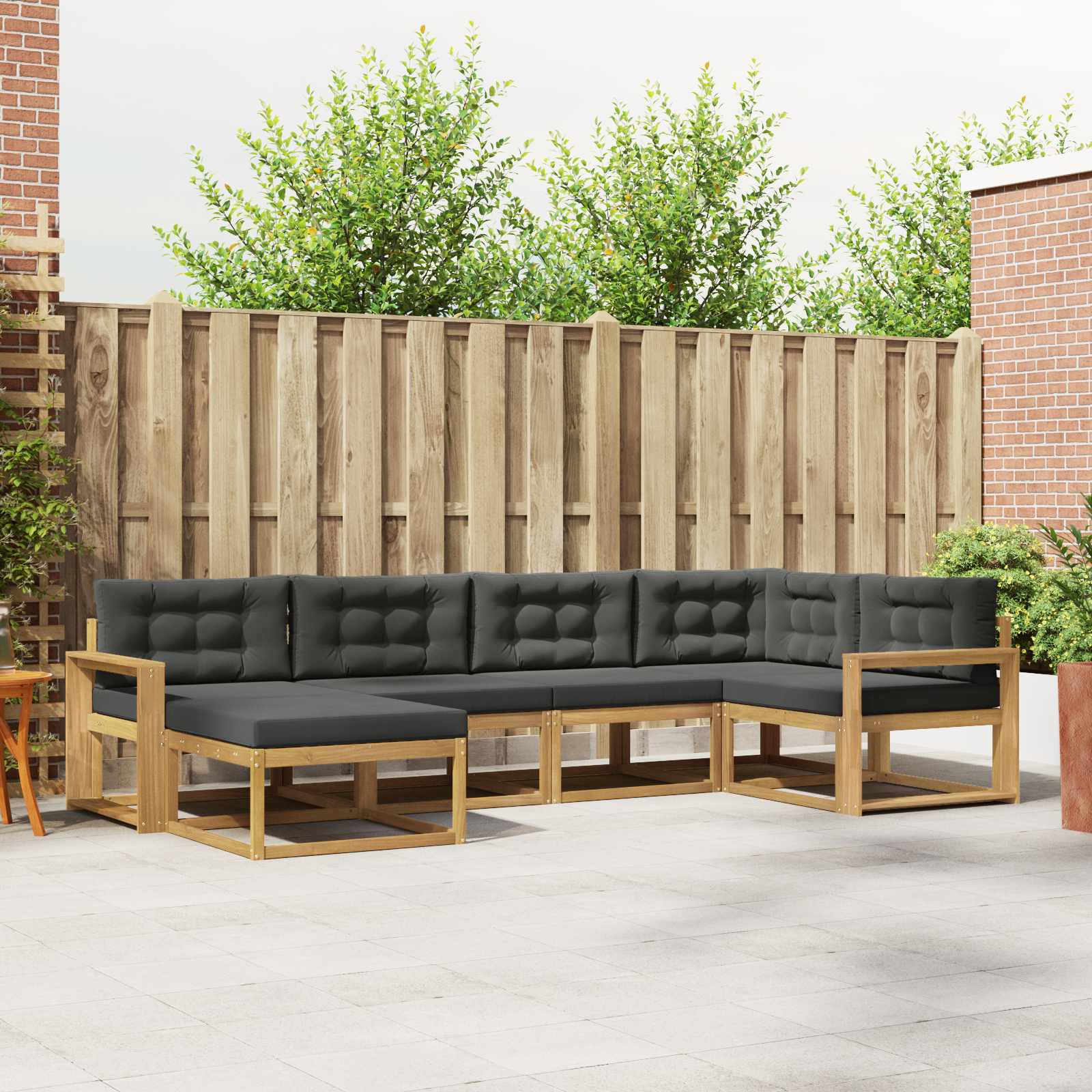 Conjunto de sofás de exterior 5 pcs Blanco y Antracita