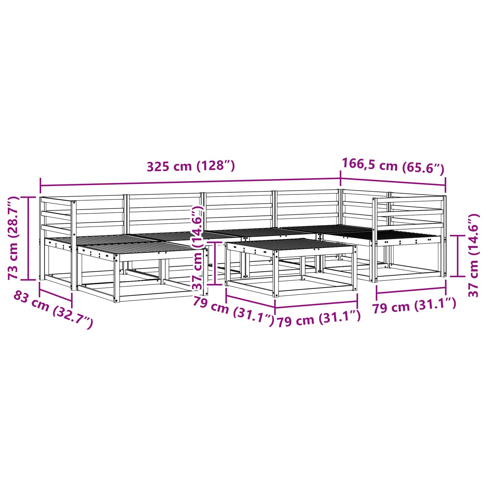 Conjunto de sofás de exterior 7 pcs Blanco