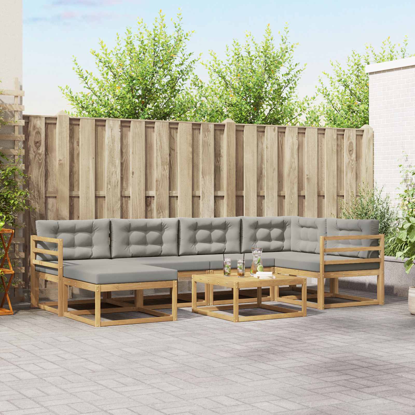 Conjunto de sofás de exterior 7 pcs Blanco