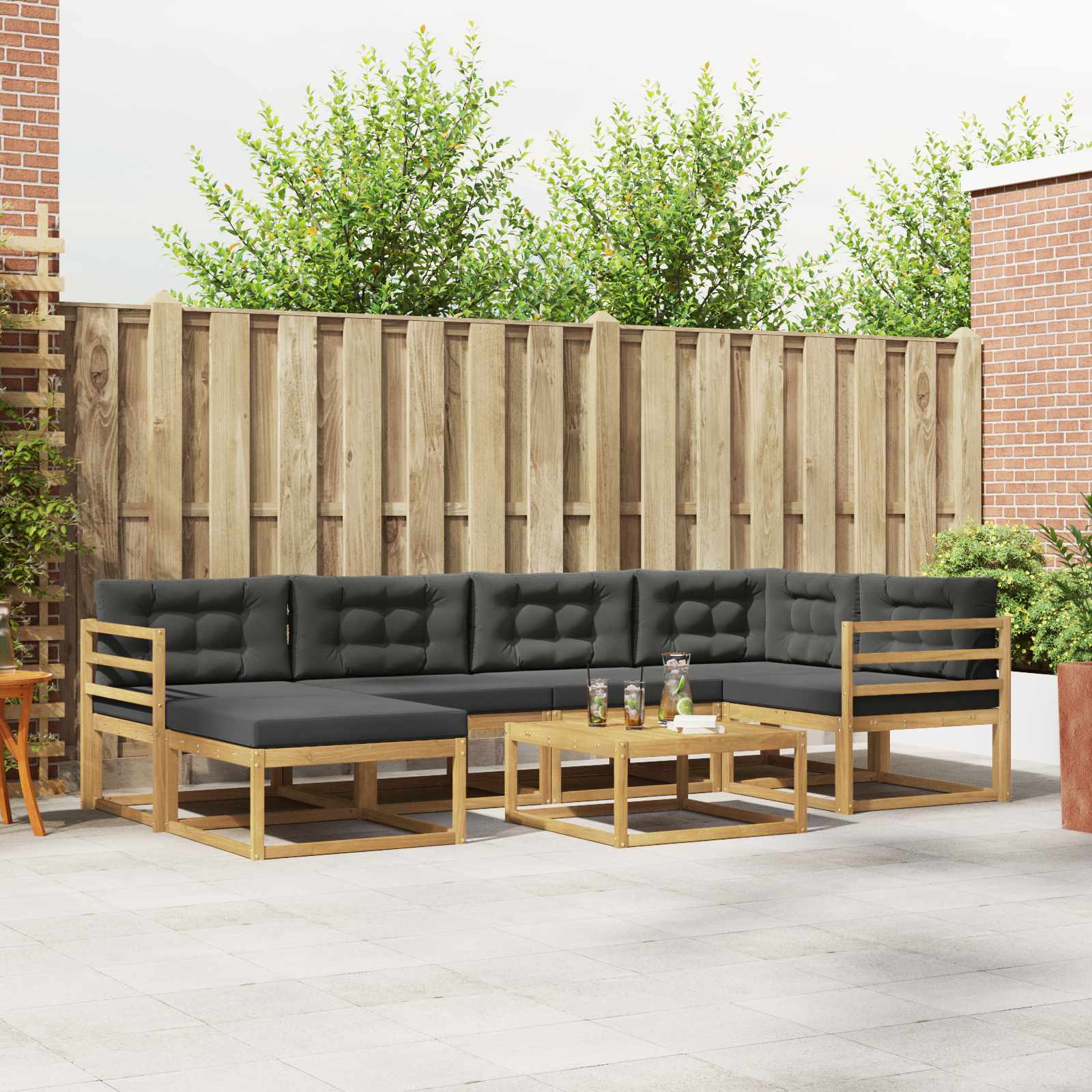 Conjunto de sofás de exterior 7 pcs Blanco