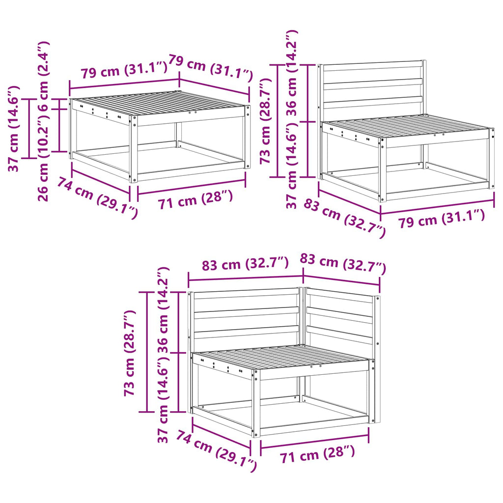 Conjunto de sofás de exterior 7 pcs Blanco