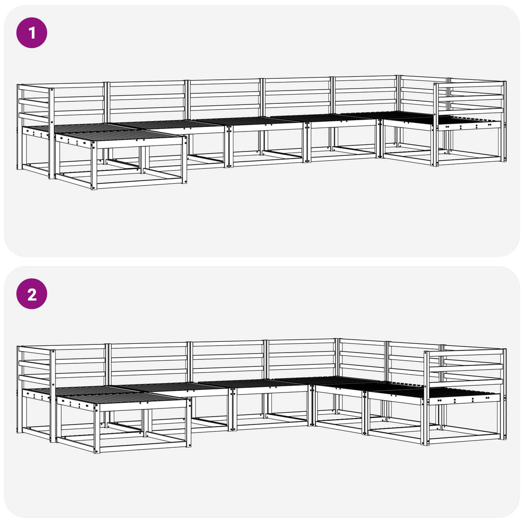 Conjunto de sofás de exterior 7 pcs Blanco
